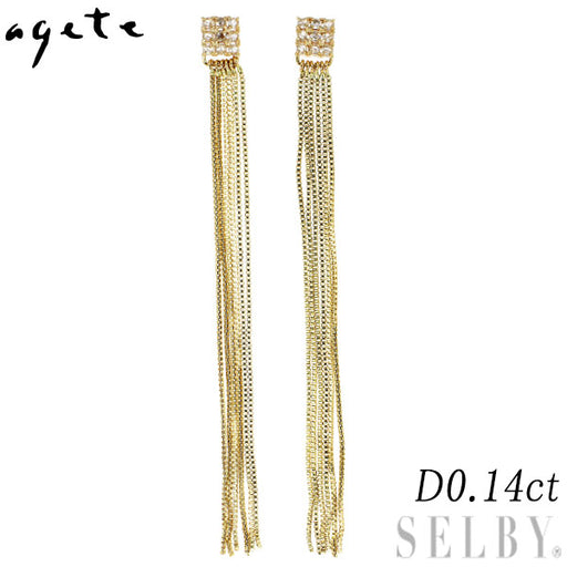 agete ローズ　ピアス アガット/agete K18YG/ K14YG ローズカット ダイヤモンド ピアス 0.14