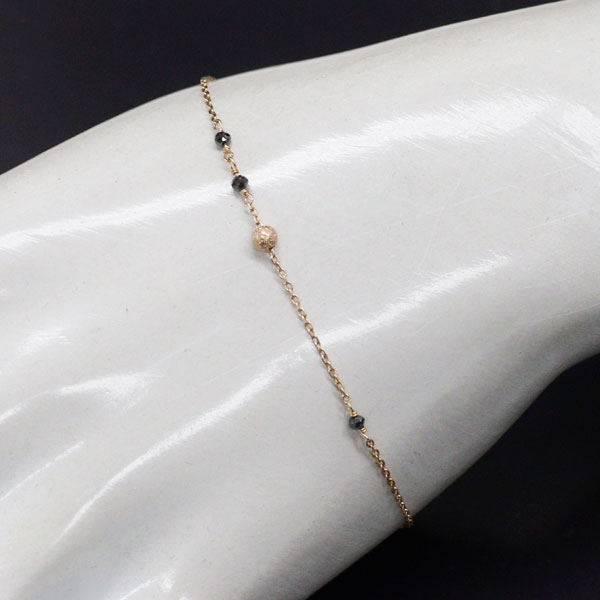 アガット K10YG 天然ブラックダイヤモンド ブレスレット — セルビー
