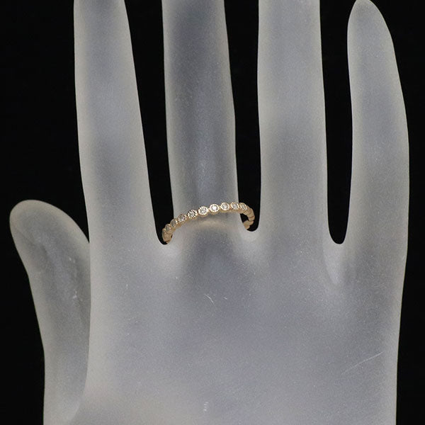 アガット K10PG ダイヤモンド リング 0.09ct ミルグレイン ハーフエタニティ