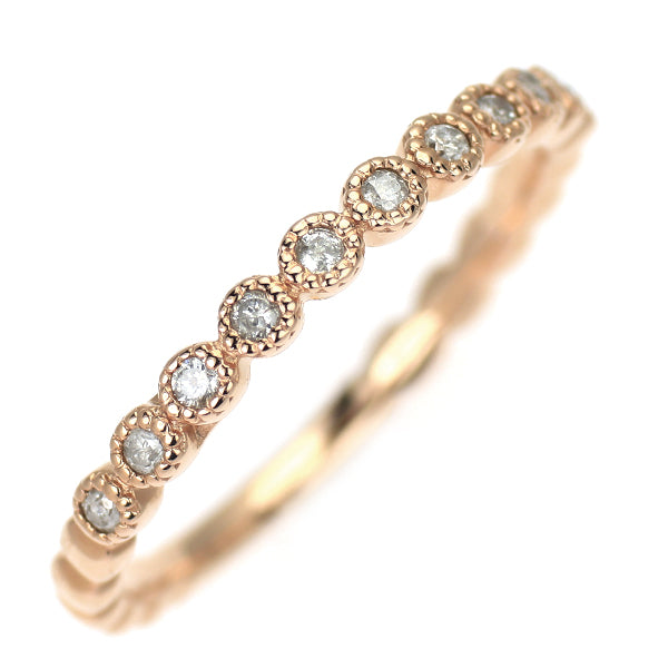 agete アガット　ブラックダイヤモンド　9号　ハーフエタニティ　リング アガット K10PG ダイヤモンド リング 0.09ct ミルグレイン ハーフ