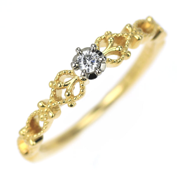 アガット/agete K18YG/WG ダイヤモンド リング 0.03ct アンティークレース