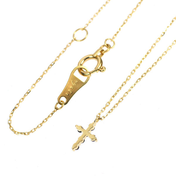 アガット K18YG サファイア ペンダントネックレス 0.03ct クロス