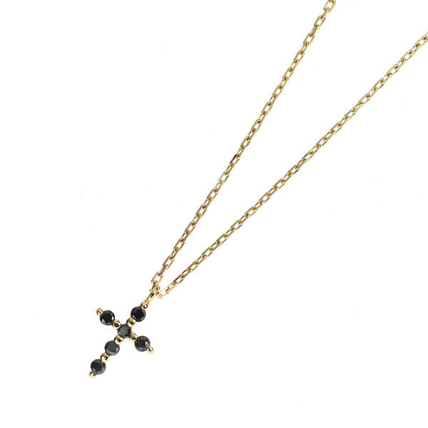 アガット K18YG サファイア ペンダントネックレス 0.03ct クロス