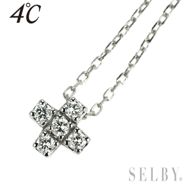 4℃ Pt850 ダイヤモンド ペンダントネックレス クロス