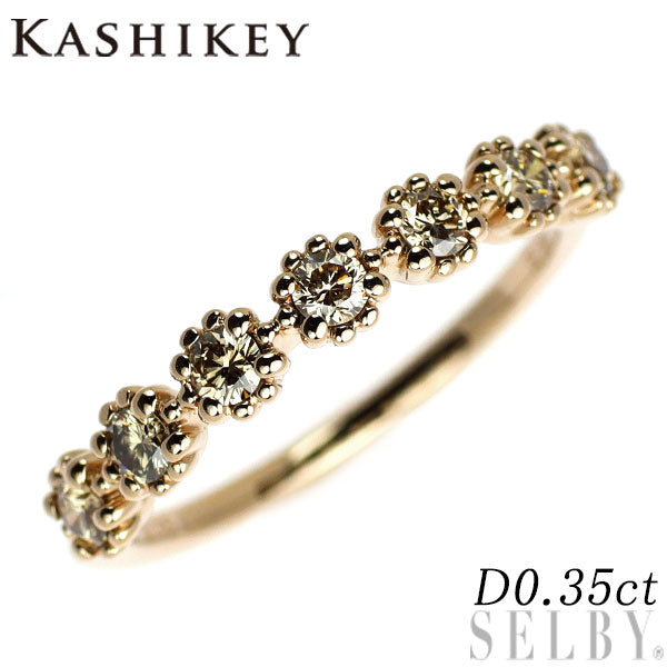 カシケイ K18BG ダイヤモンド リング 0.35ct ミル ハーフエタニティ