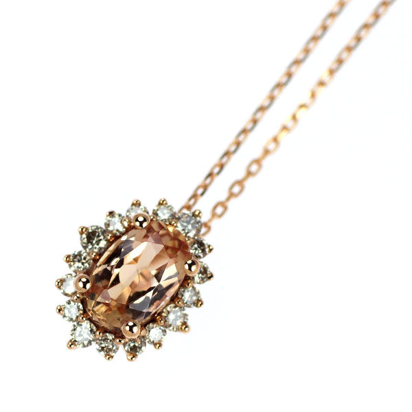 GSTV K18PG インペリアル トパーズ ダイヤモンド ペンダントネックレス 0.40ct D0.12ct