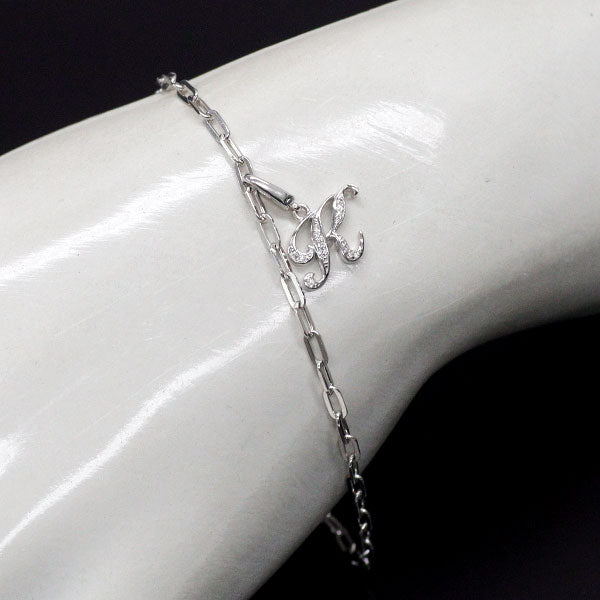 ゆきざき K18WG ダイヤモンド ブレスレット 0.04ct ノンブルアルファ  イニシャル「K」