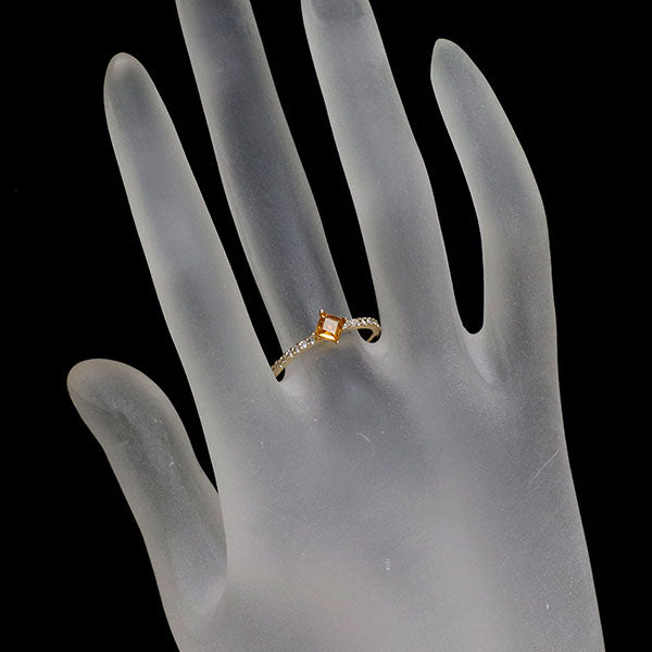 サマンサティアラ K18YG シトリン ダイヤモンド リング D0.22ct