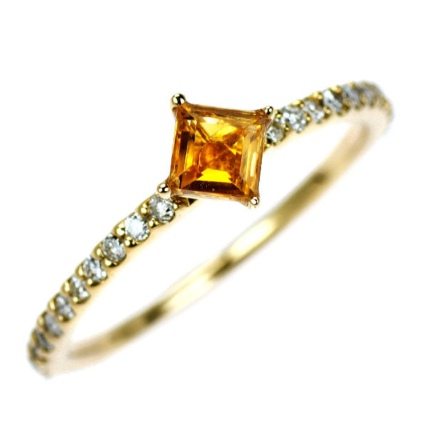 サマンサティアラ K18YG シトリン ダイヤモンド リング D0.22ct