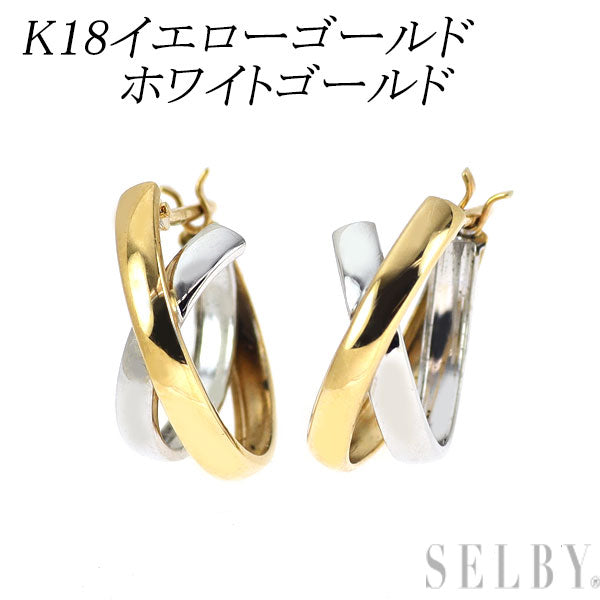 K18YG/ K14WG デザイン フープ ピアス — セルビーオンラインストア