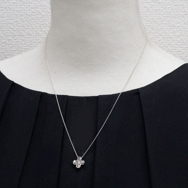 K18WG ダイヤモンド ネックレス 0.25ct フラワー クローバー
