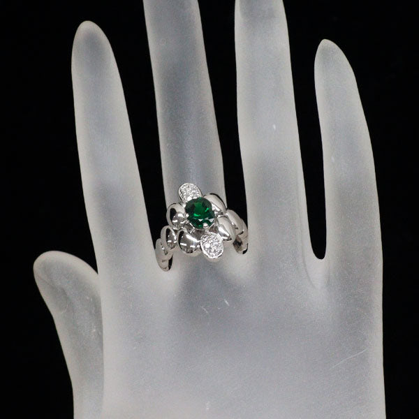 Pt900 グリーングロッシュラーガーネット ダイヤモンド リング 1.67ct D0.17ct