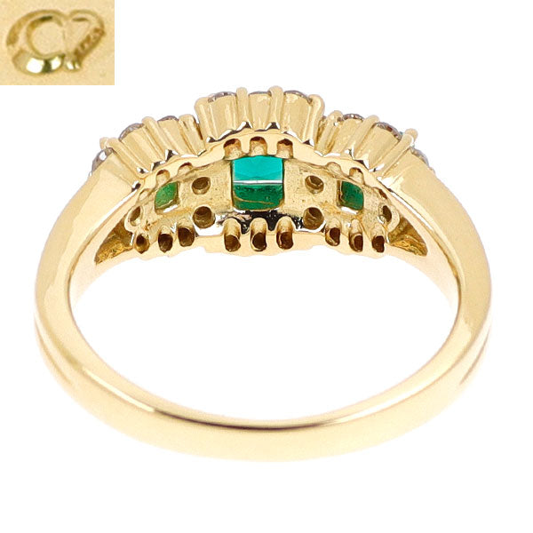 クレサンベール K18YG 再結晶エメラルド ダイヤモンド リング 0.45ct D0.29ct