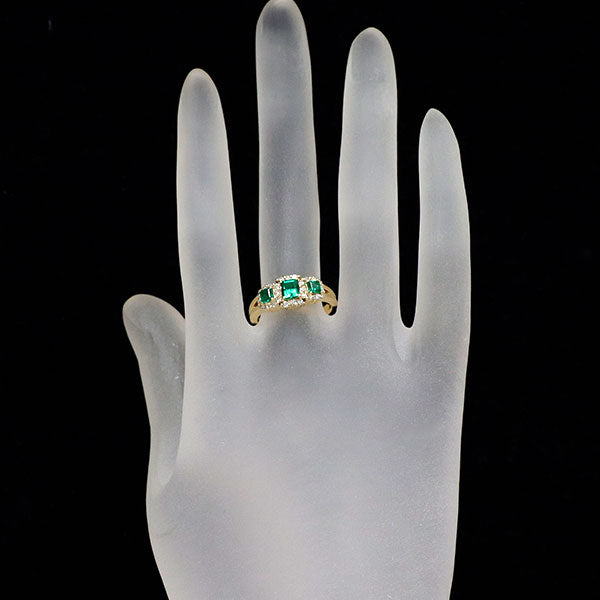 クレサンベール K18YG 再結晶エメラルド ダイヤモンド リング 0.45ct D0.29ct