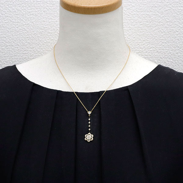 K18YG ダイヤモンド ペンダントネックレス 0.61ct フラワー