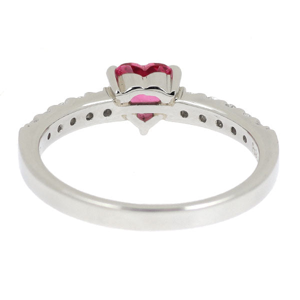 Pt900 ハートシェイプ ピンクスピネル ダイヤモンド リング 0.48ct 0.25ct