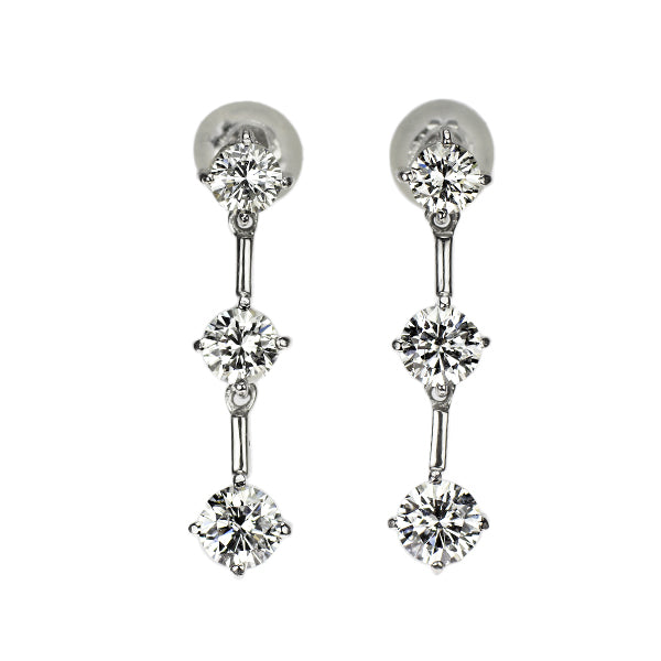 Pt900 ダイヤモンド ピアス 1.00ct  スリーストーン