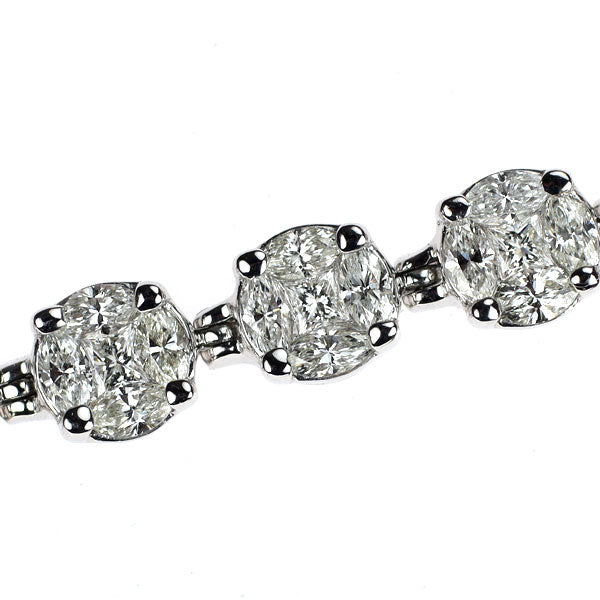 K18WG マーキス/プリンセスカット ダイヤモンド ブレスレット 5.52ct