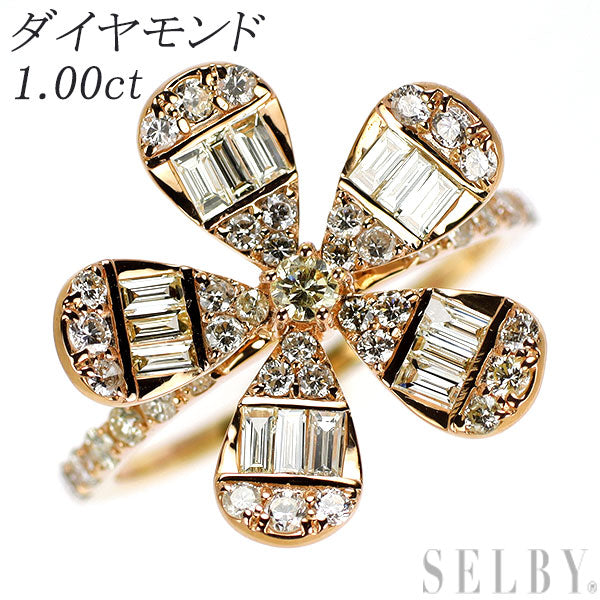 K18YG/PG ダイヤモンド リング 1.00ct フラワー