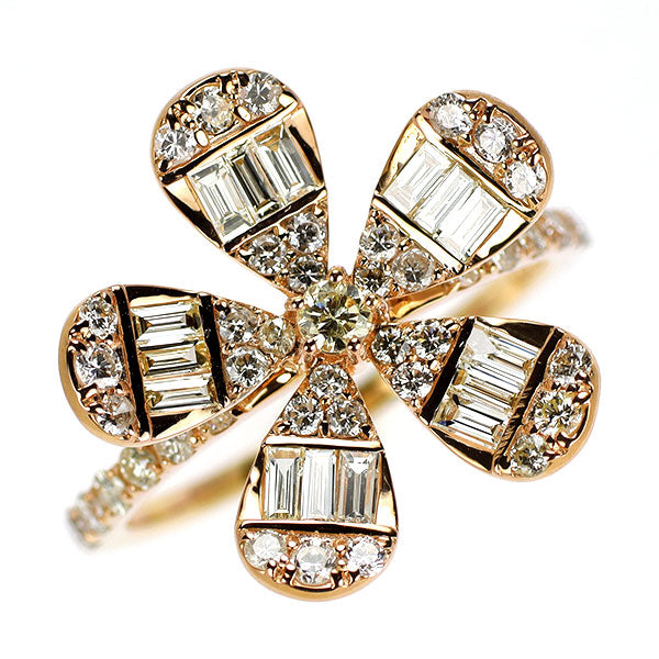 K18YG/PG ダイヤモンド リング 1.00ct フラワー — セルビーオンライン