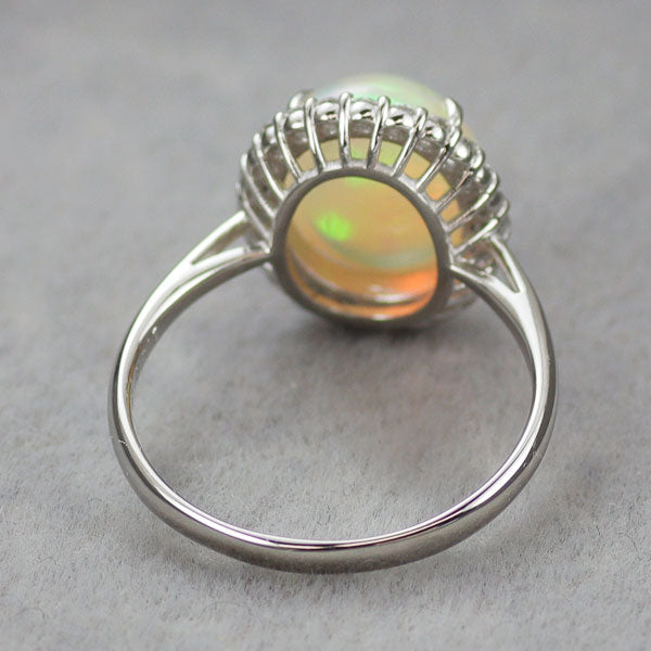Pt900 オパール ダイヤモンド リング 2.48ct D0.27ct