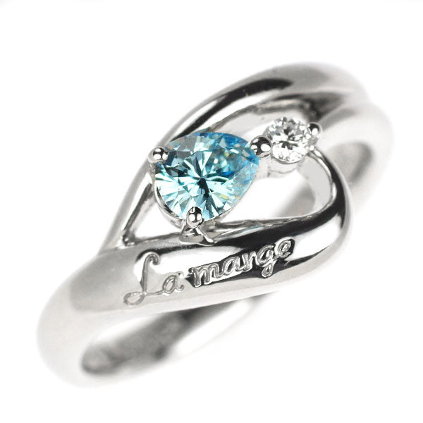 Pt1000 アイスブルー ダイヤモンド リング 0.30ct D0.04ct
