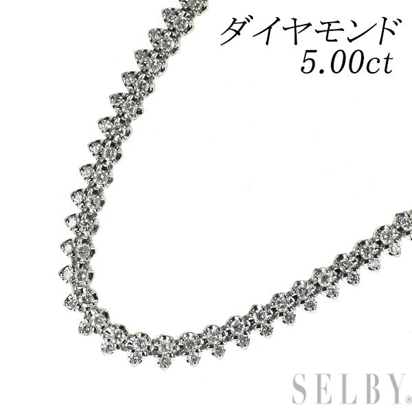 Pt850 ダイヤモンド テニス ネックレス 5.00ct