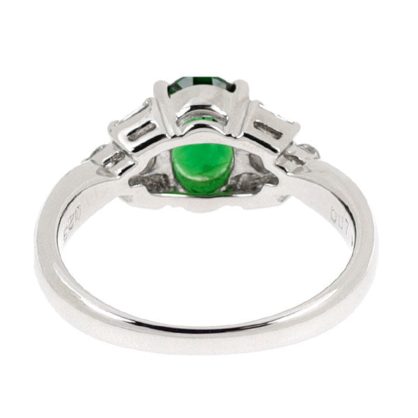 Pt900 グリーン ガーネット ダイヤモンド リング 0.87ct D0.23ct