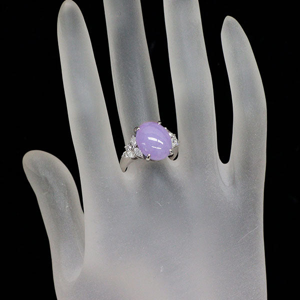 Pt900 ラベンダー翡翠 ダイヤモンド リング 7.65ct D0.64ct