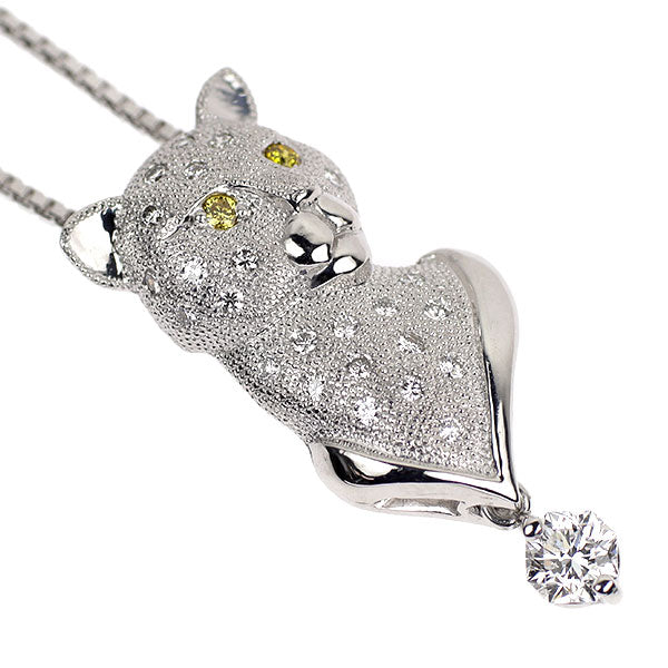 K18WG オクタゴナル ダイヤモンド ペンダントネックレス 0.19ct D0.26ct アニマル