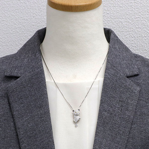 K18WG オクタゴナル ダイヤモンド ペンダントネックレス 0.19ct D0.26ct アニマル