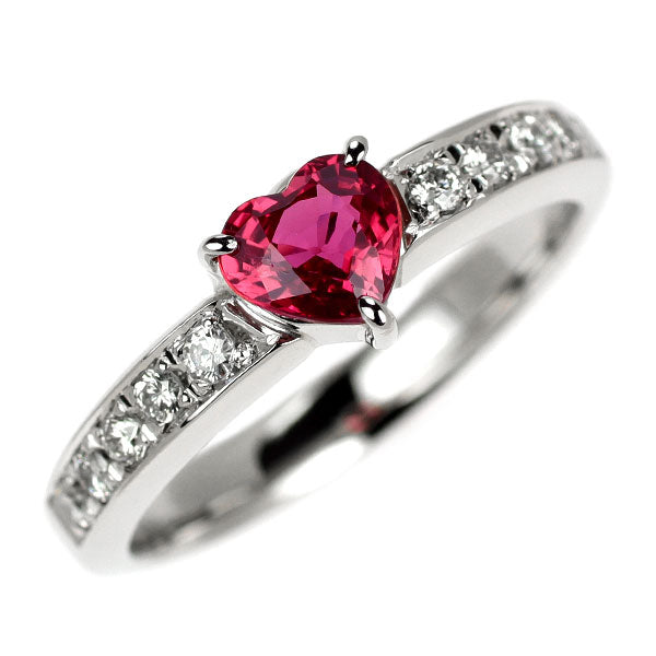 Pt900 ハートシェイプ ルビー ダイヤモンド リング 0.60ct D0.16ct