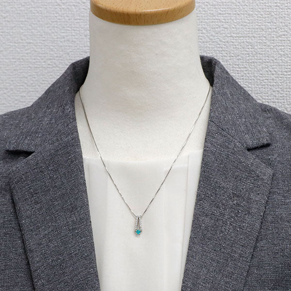 Pt900/ Pt850 パライバトルマリン ダイヤモンド ペンダントネックレス