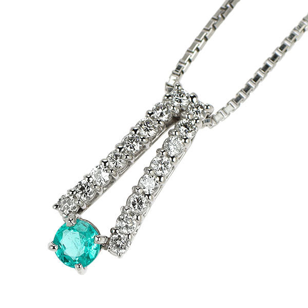 Pt900/ Pt850 パライバトルマリン ダイヤモンド ペンダントネックレス