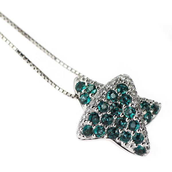希少 K18WG アレキサンドライト ダイヤモンド ペンダントネックレス 0.75ct D0.29ct スター