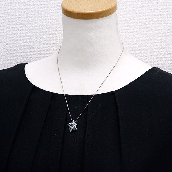希少 K18WG アレキサンドライト ダイヤモンド ペンダントネックレス 0.75ct D0.29ct スター