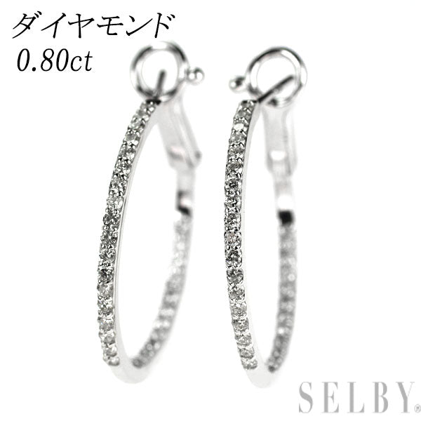 K18WG ダイヤモンド フープ ピアス 0.80ct