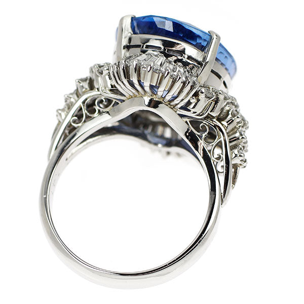 Pt900 非加熱サファイア ダイヤモンド リング 13.333ct D1.41ct