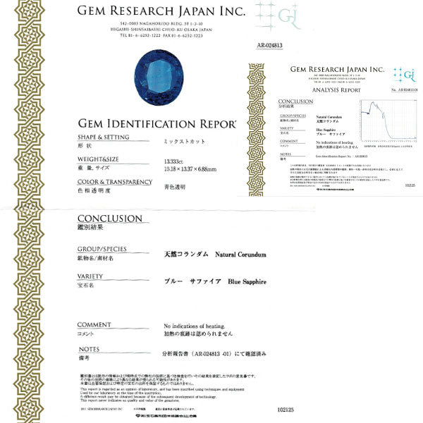 Pt900 非加熱サファイア ダイヤモンド リング 13.333ct D1.41ct