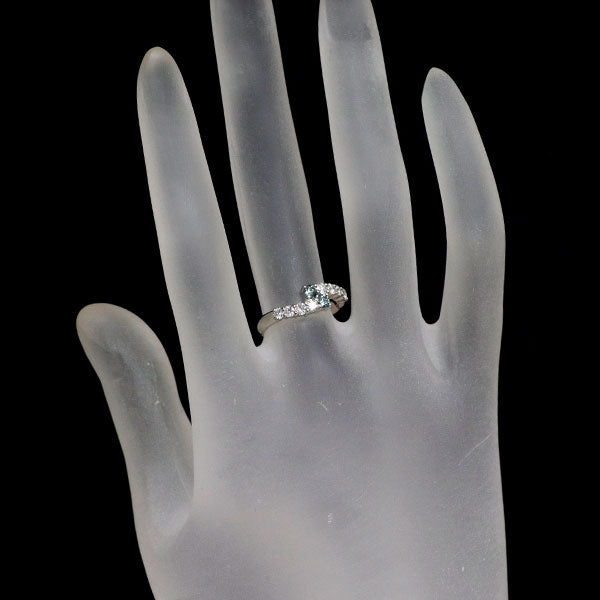 Pt900 トリートブルー ダイヤモンド リング 0.14ct D0.35ct