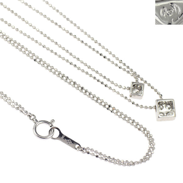 田崎真珠 K18WG ダイヤモンド ペンダントネックレス 0.09ct 2連