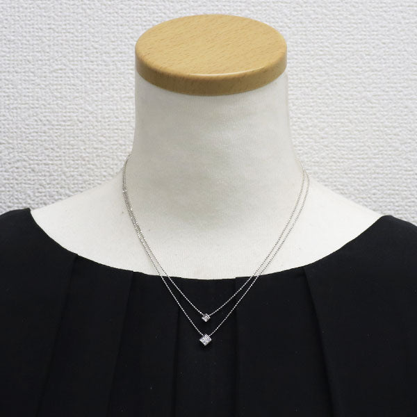 田崎真珠 K18WG ダイヤモンド ペンダントネックレス 0.09ct 2連