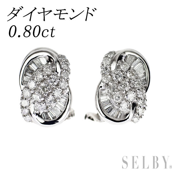 Pt850/ K18WG ダイヤモンド ピアス 0.80ct