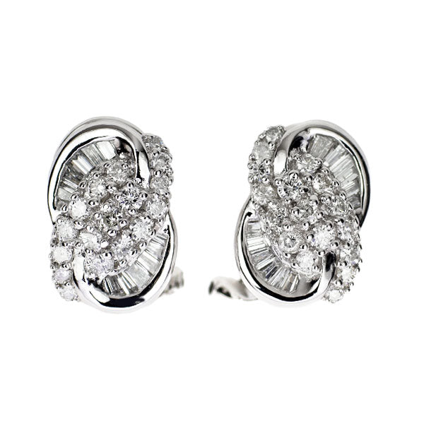 Pt850/ K18WG ダイヤモンド ピアス 0.80ct