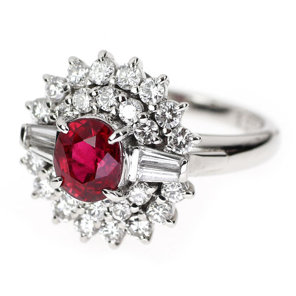 銀座ミワ Pt900 ルビー ダイヤモンド リング 1.46ct D1.215ct