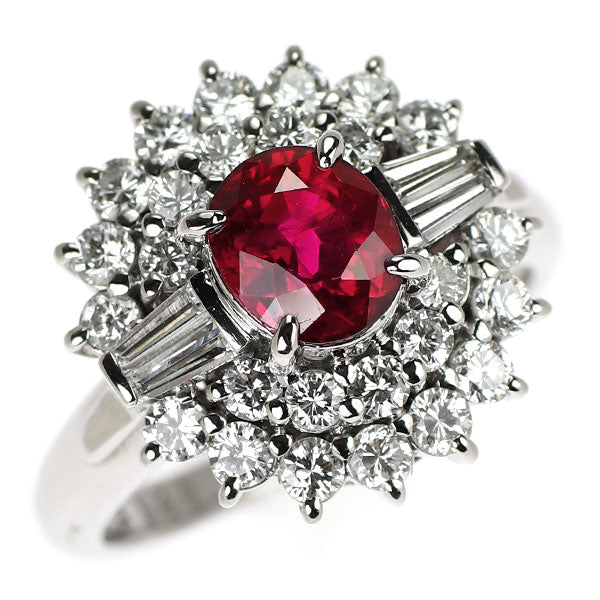 銀座ミワ Pt900 ルビー ダイヤモンド リング 1.46ct D1.215ct