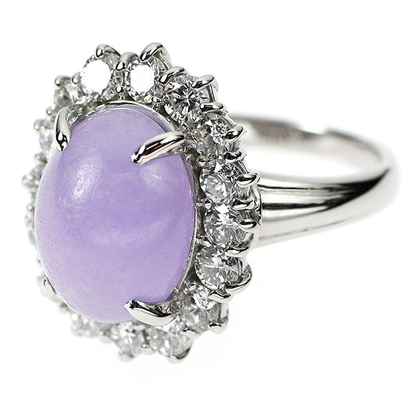Pt900 ラベンダー 翡翠/ヒスイ ダイヤモンド リング 8.48ct D1.51ct
