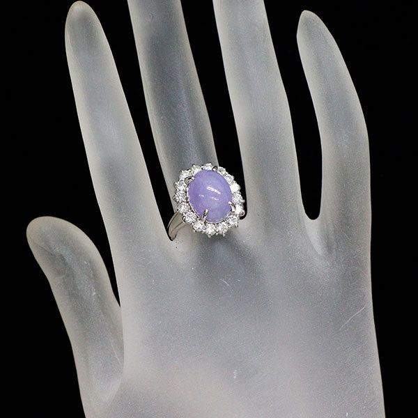 Pt900 ラベンダー 翡翠/ヒスイ ダイヤモンド リング 8.48ct D1.51ct