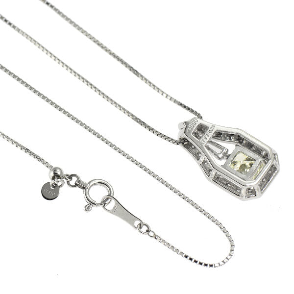 Pt900/ Pt850 プリンセスカット ダイヤモンド  ペンダントネックレス 0.722ct M SI1 D0.26ct