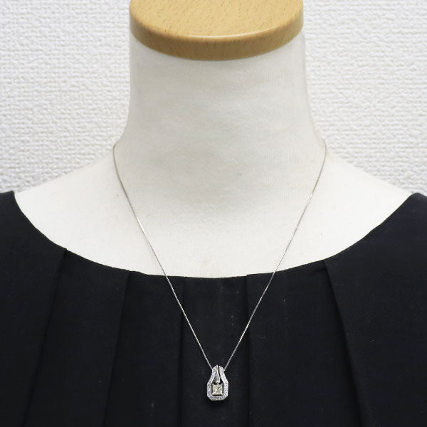 Pt900/ Pt850 プリンセスカット ダイヤモンド  ペンダントネックレス 0.722ct M SI1 D0.26ct